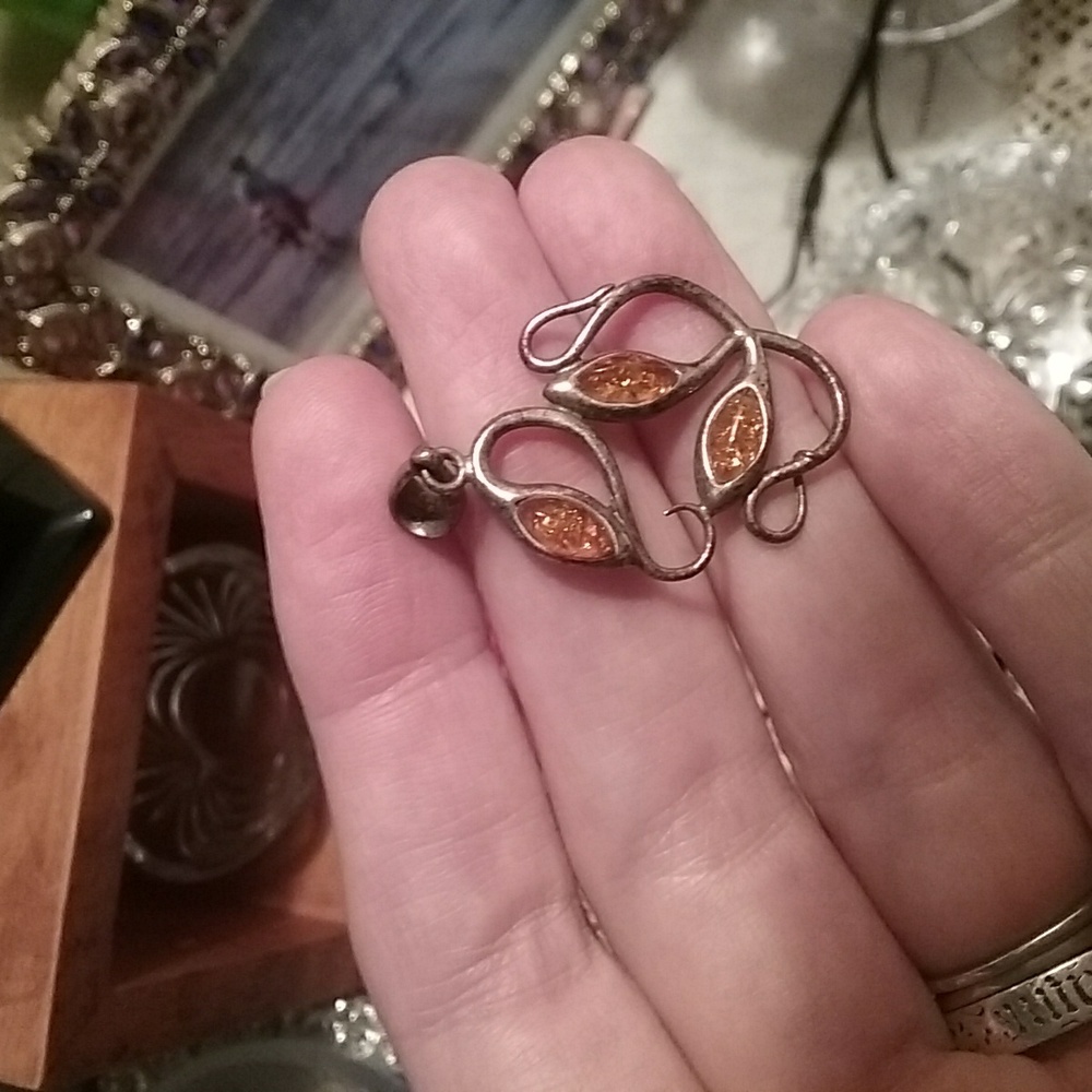 Amber and Sterling pendant